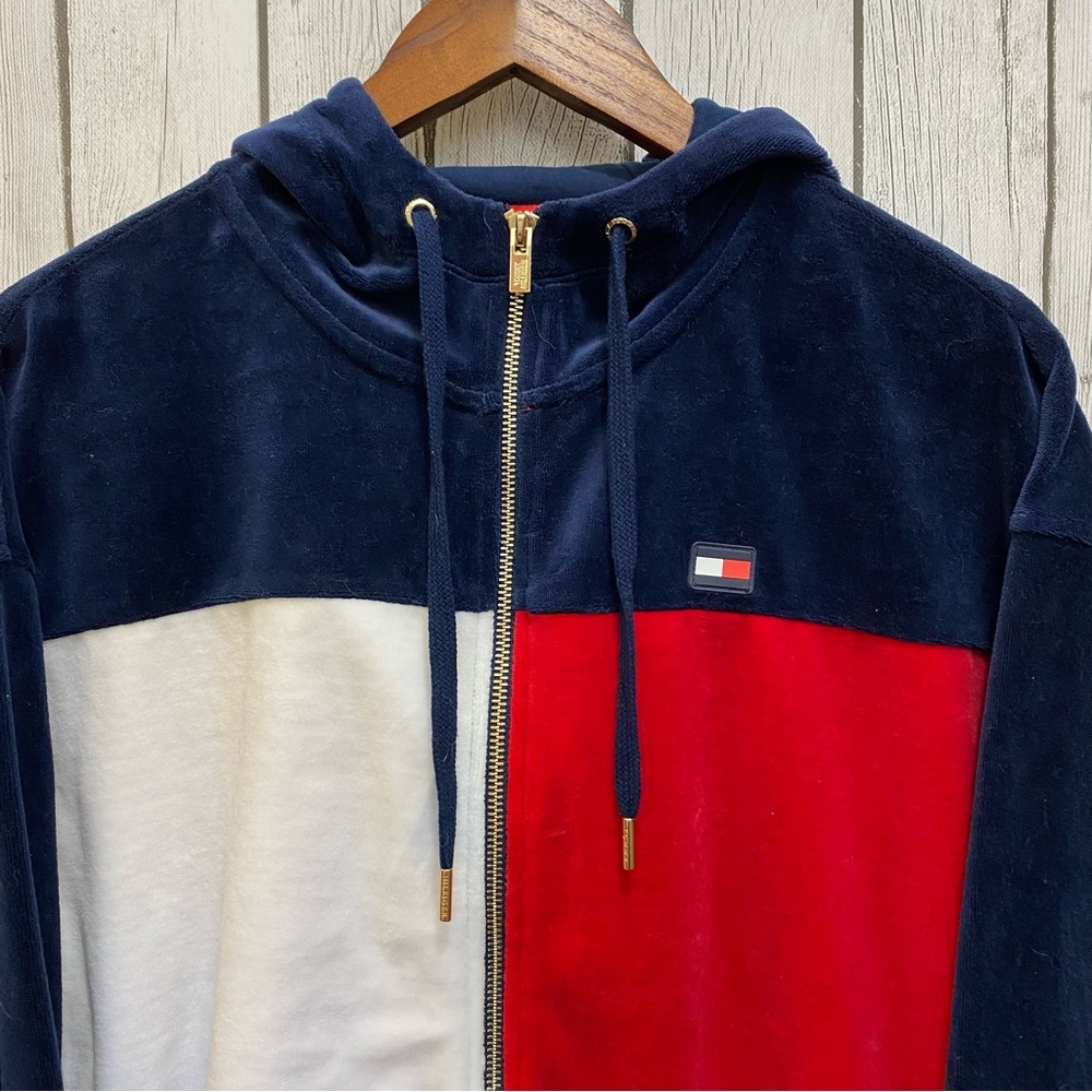 Tommy Hilfiger Sport Sweatshirt Hooded Zip Up Women’s Size Medium - Picture 2 of 11